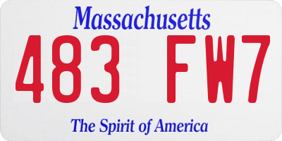 MA license plate 483FW7
