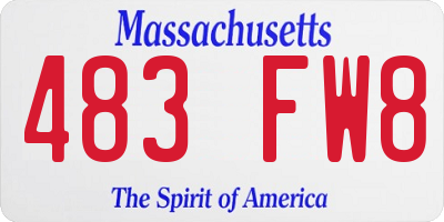 MA license plate 483FW8