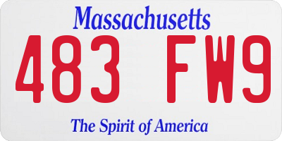 MA license plate 483FW9