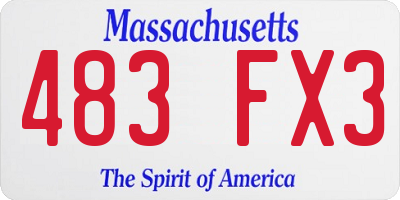 MA license plate 483FX3