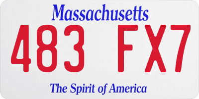 MA license plate 483FX7