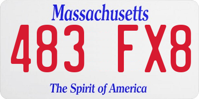 MA license plate 483FX8