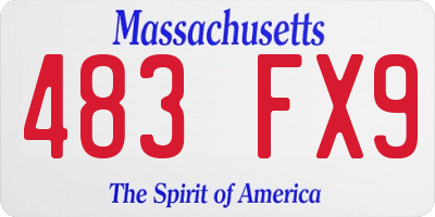 MA license plate 483FX9