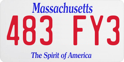 MA license plate 483FY3