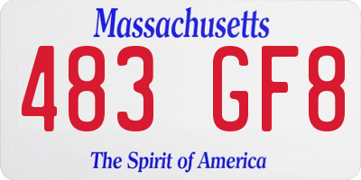 MA license plate 483GF8