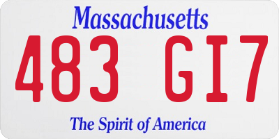 MA license plate 483GI7