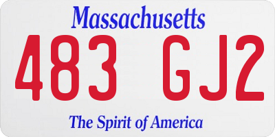 MA license plate 483GJ2
