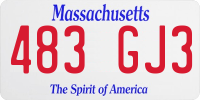 MA license plate 483GJ3