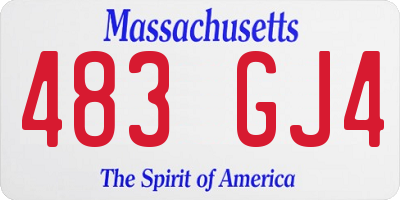MA license plate 483GJ4