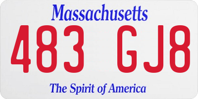 MA license plate 483GJ8