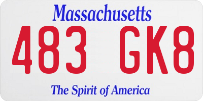 MA license plate 483GK8