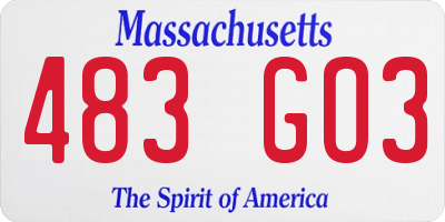 MA license plate 483GO3