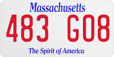 MA license plate 483GO8