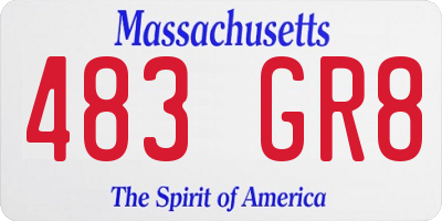 MA license plate 483GR8
