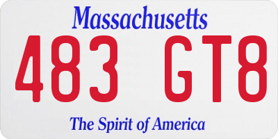 MA license plate 483GT8