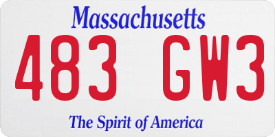 MA license plate 483GW3