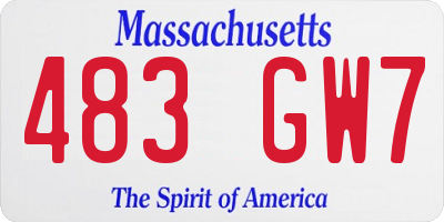 MA license plate 483GW7