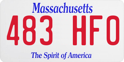 MA license plate 483HF0