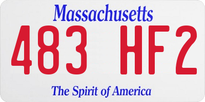 MA license plate 483HF2