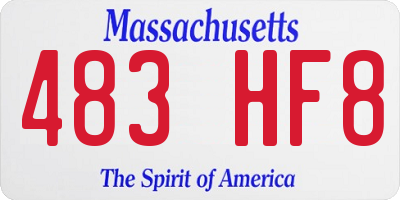 MA license plate 483HF8