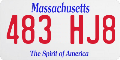 MA license plate 483HJ8
