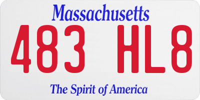 MA license plate 483HL8