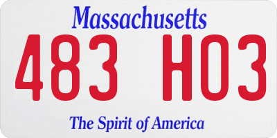 MA license plate 483HO3