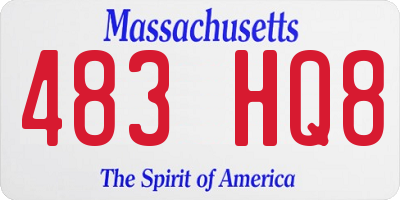MA license plate 483HQ8