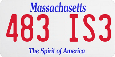 MA license plate 483IS3