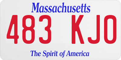 MA license plate 483KJ0
