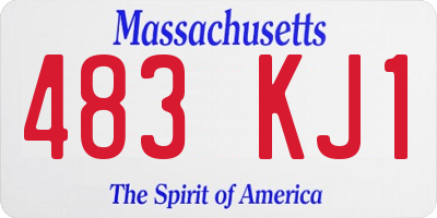 MA license plate 483KJ1