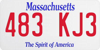MA license plate 483KJ3