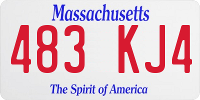MA license plate 483KJ4