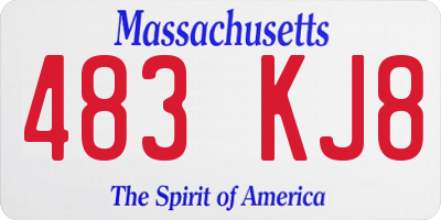 MA license plate 483KJ8
