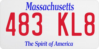 MA license plate 483KL8