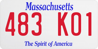 MA license plate 483KO1