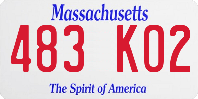 MA license plate 483KO2
