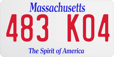 MA license plate 483KO4