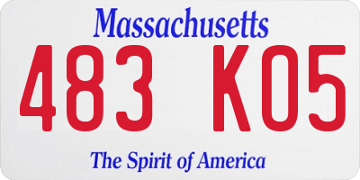 MA license plate 483KO5