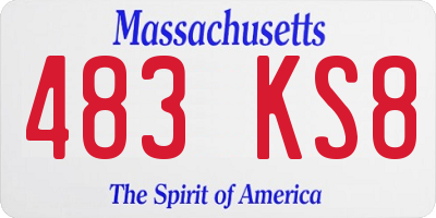 MA license plate 483KS8