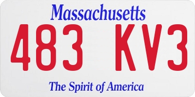 MA license plate 483KV3