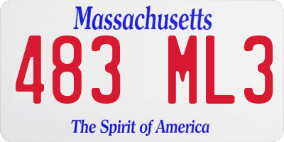MA license plate 483ML3