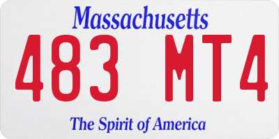 MA license plate 483MT4