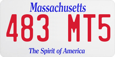 MA license plate 483MT5