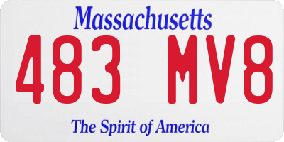 MA license plate 483MV8