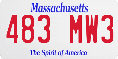MA license plate 483MW3