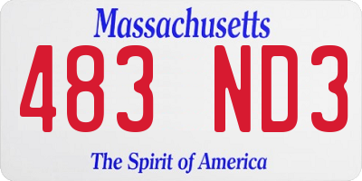 MA license plate 483ND3