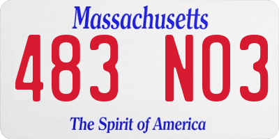 MA license plate 483NO3