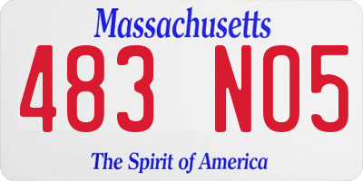 MA license plate 483NO5
