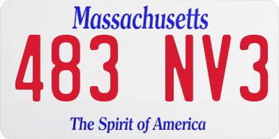 MA license plate 483NV3